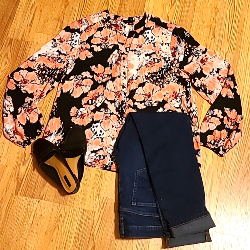 New Directions sheer long sleeve